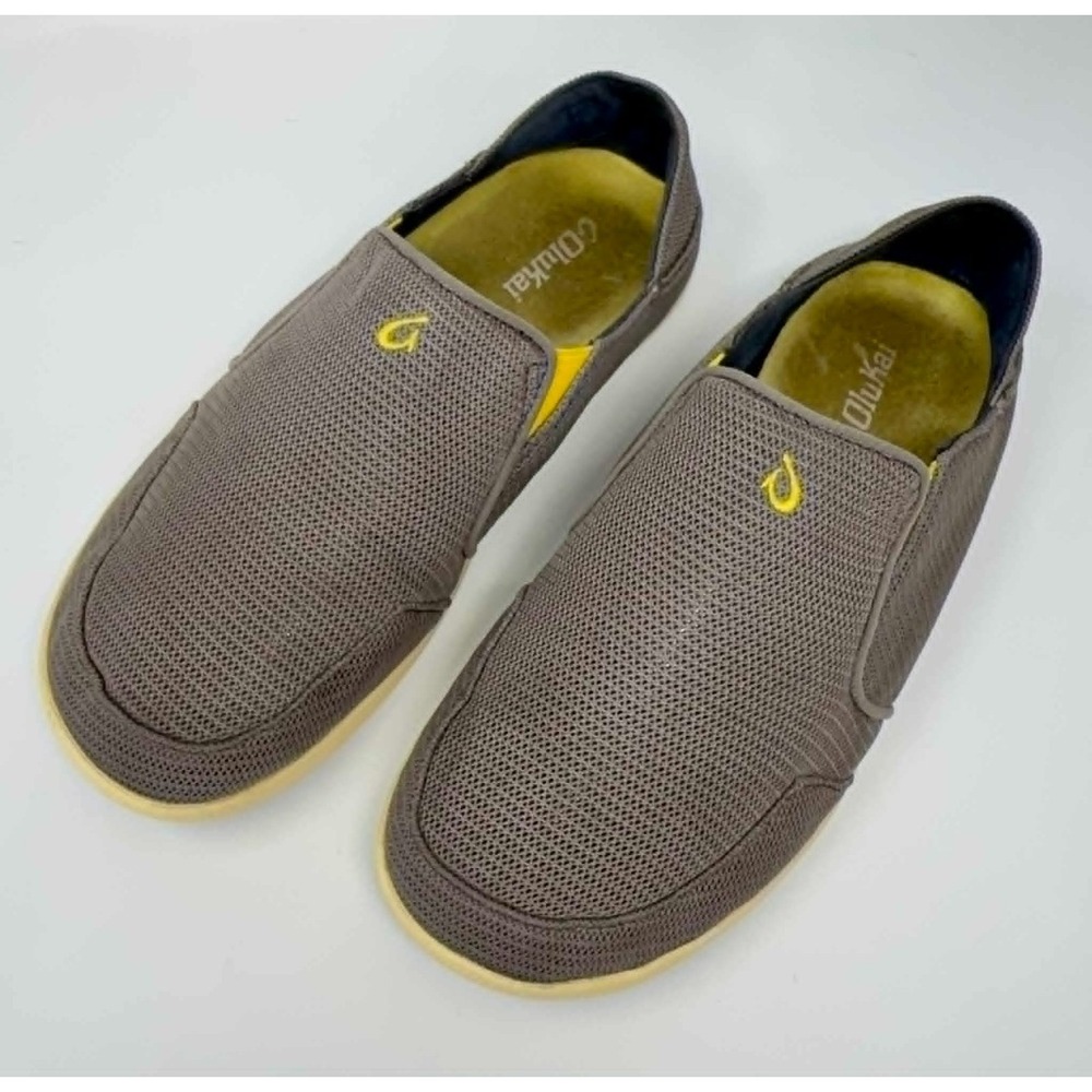 OluKai Nohea Mesh Slip On Shoes Mens 9.5 Taupe Brown Casual Comfort Loafers